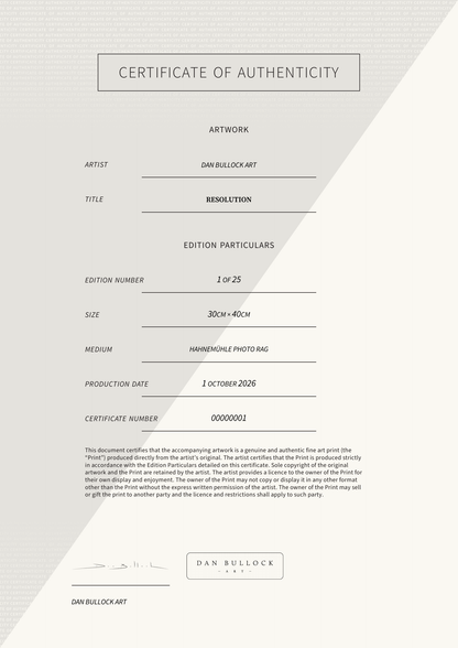 Resolution — Certificate of Authenticity